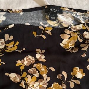 Ann Taylor Black and Gold Floral Top